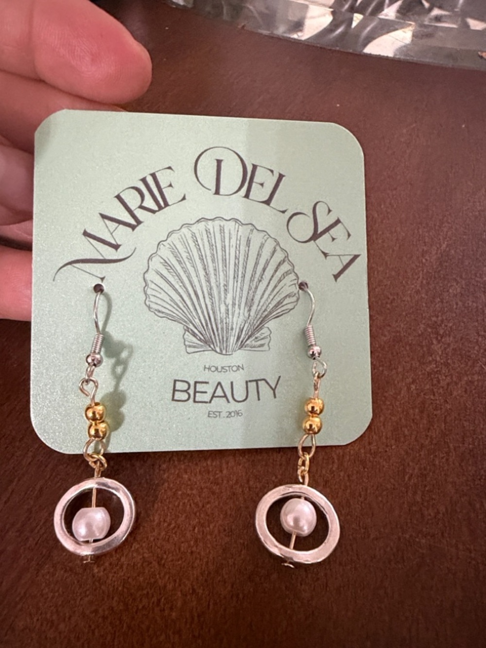 Marie Del Sea Gold & Silver Pearl Drop Earrings